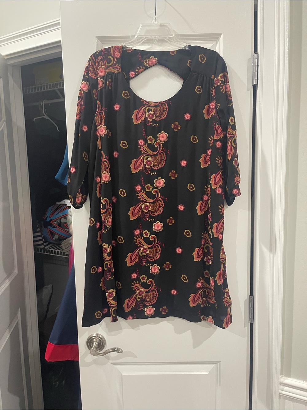 Beige by eci Black Paisley Floral Keyhole Tunic